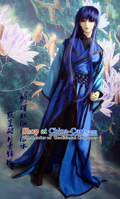 Chinese Style Dresses Chinese Swordsman Clothing Clothes Han Chinese Costume Hanfu and Hair Jewelry Complete Set for Men Adults Children