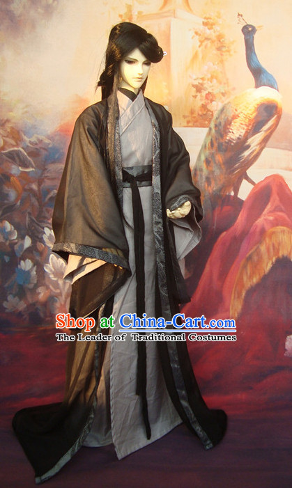 Chinese Style Dresses Chinese Swordmen Clothing Clothes Han Chinese Costume Hanfu and Hair Jewelry Complete Set for Men Adults Children