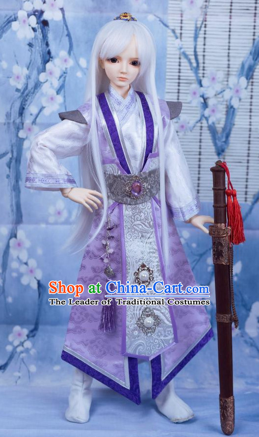 Chinese Style Dresses Chinese Swordsman Clothing Clothes Han Chinese Costume Hanfu and Hair Jewelry Complete Set for Men Adults Children