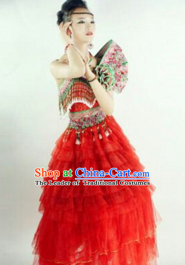 Chinese Traditional Miao Minority Princess Queen Empress Clothes and Headwear Complete Set for Women