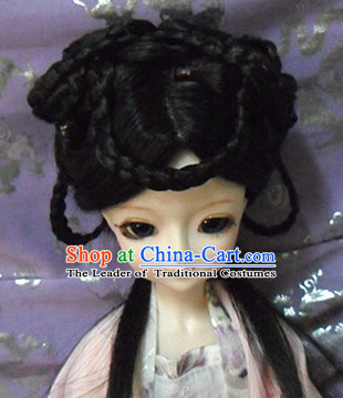 Ancient Chinese Style Princess Emperor Long Black Wigs and Accessories for Women Girls Adults Children