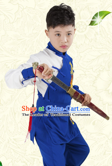 Chinese Traditional Kung Fu Costume Wing Chun Apparel Taiji Uniform for Kids Girls Boys