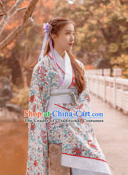 Ancient Chinese Han Dynasty Princess Clothes Top and Bottom Clothing Complete Set for Women or Girls