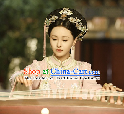 Ancient Chinese Qing Dynasty Handmade Zhen Shuang Princess Empress Queen Style Hair Jewelry