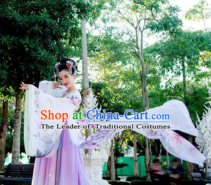 Ancient Chinese Tang Dynasty Princess Empress Queen Embroidered Clothing and Headpieces Complete Set for Women or Girls