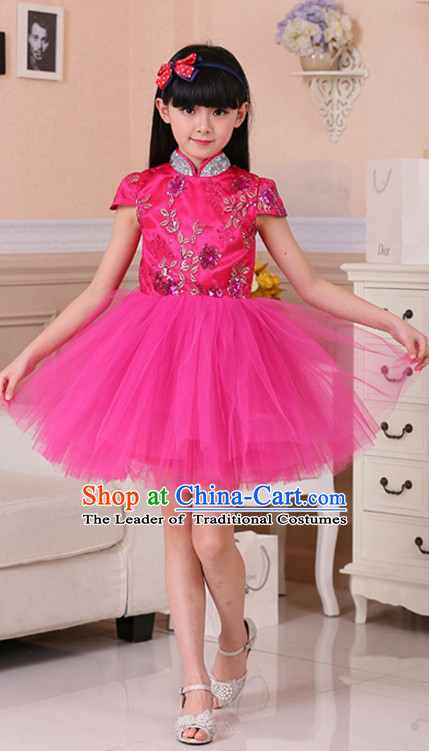 Chinese Traditional Lunar New Year Mandarin Dance Costumes for Girls Kids Children