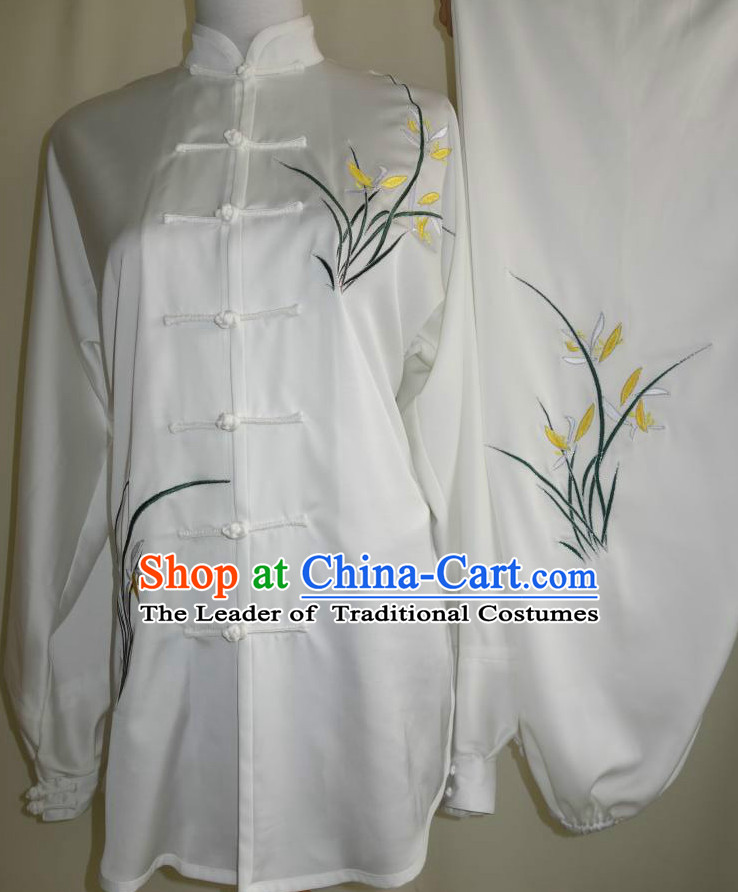 Top Mandarin Tai Chi Taiji Kung Fu Martial Arts Competition Uniform Dresses Suits Outfits for Kids Children Boys Girls