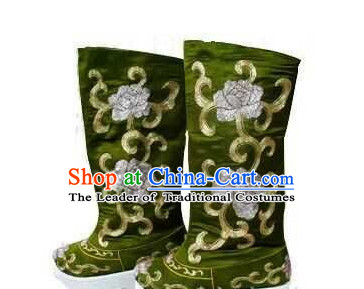 Ancient Chinese Film Handmade Embroidered Black Boots for Men Boys Adults Children