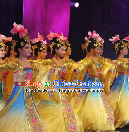 Ancient Chinese Classical Imperial Dance Costumes and Headdress Complete Set for Women or Girls