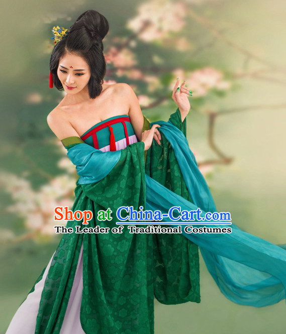 Chinese Ancient Tang Dynasty Costumes and Hair Jewelry Complete Set for Women