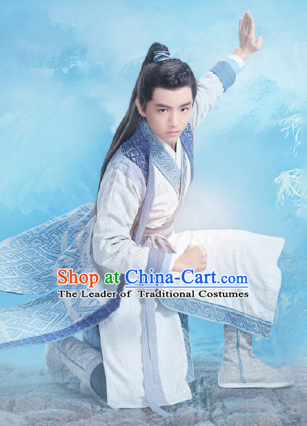 Chinese Ancient Swordsman Knight Costume Complete Set for Men Youth Teenagers Kids