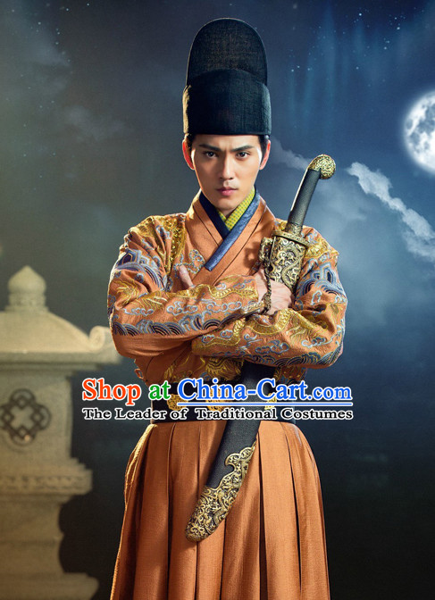 Chinese Ancient Swordsman Knight Costume Complete Set for Men Youth Teenagers Kids