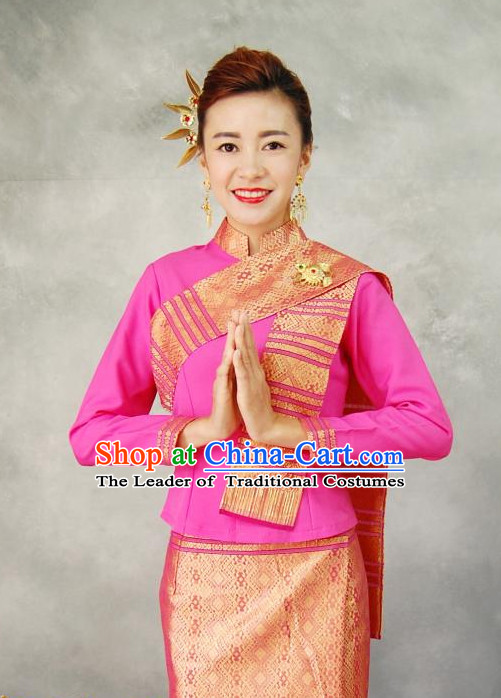 Traditional National Thai Dress Thai Traditional Dress Dresses Wedding Dress online for Sale Thai Clothing Thailand Clothes Complete Set for Women Girls Adults Youth Kids