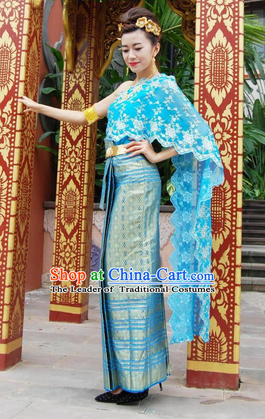 Traditional National Thai Dress Thai Traditional Dress Dresses Wedding Dress online for Sale Thai Clothing Thailand Clothes Complete Set for Women Girls Adults Youth Kids