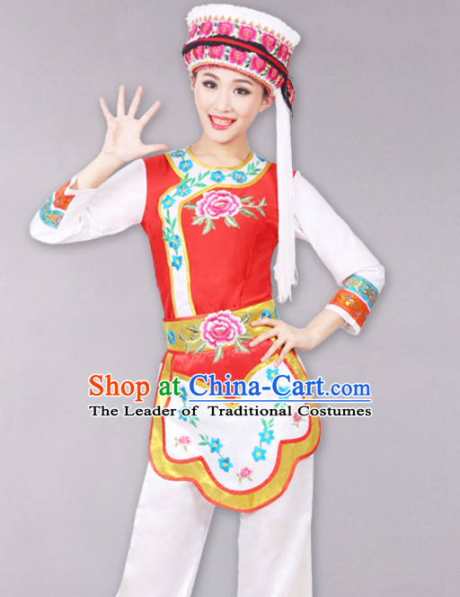 Chinese Minority Dance Costumes Dancewear and Headpieces Complete Set for Women