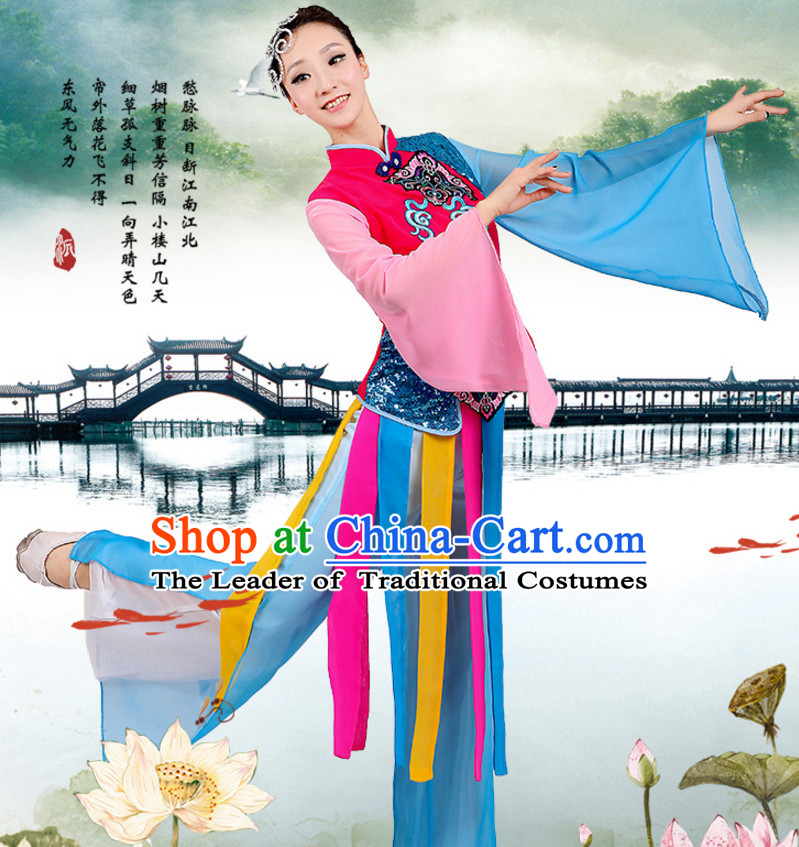 Chinese Classicial Dancing Costumes Dancewear and Headpieces Complete Set for Women