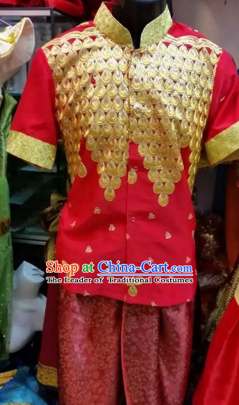 Top Traditional National Thai Garment Dress Thai Traditional Dress Dresses Wedding Dress Complete Set for Men Boys Youth Kids Adults