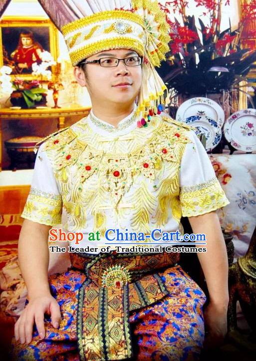 Top Traditional National Thai Garment Dress Thai Traditional Dress Dresses Wedding Dress Complete Set for Men Boys Youth Kids Adults