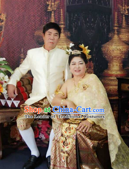 Top Traditional National Thai Garment Dress Thai Traditional Dress Dresses Wedding Dress Complete Set for Couples