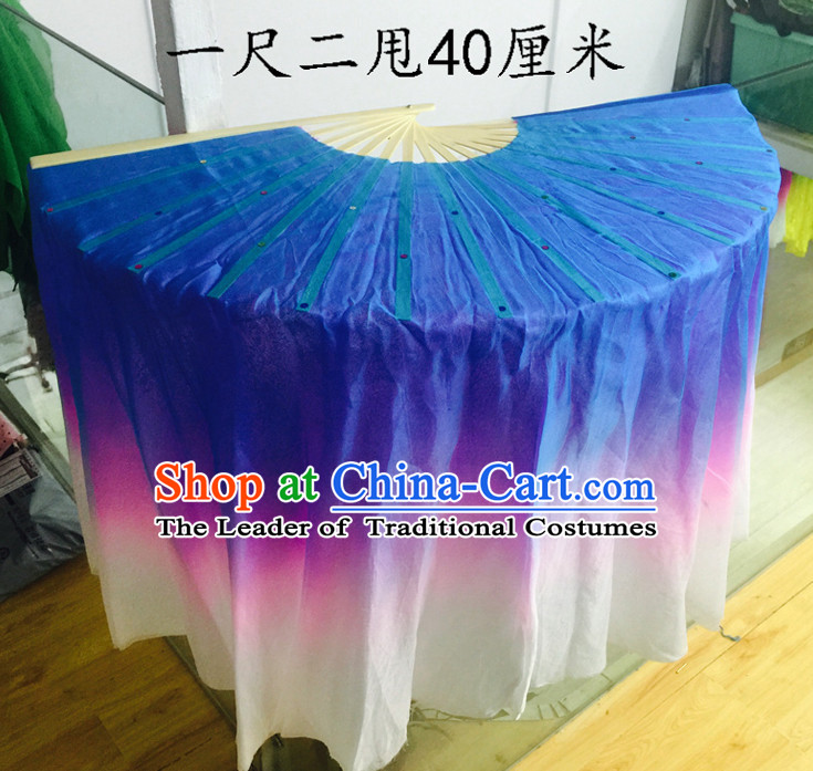 Professional Traditional Chinese Beijing Dance Academy Color Transition Two Sides Pure Silk Dance Fan