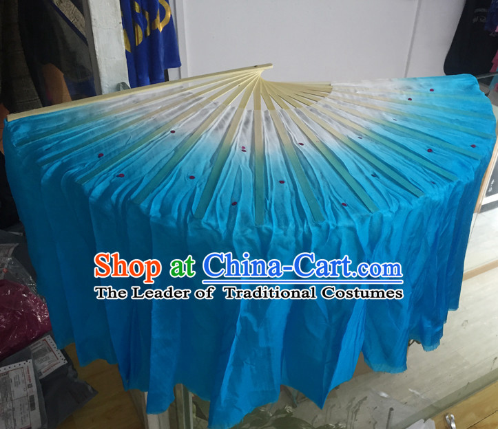 Professional Traditional Chinese Beijing Dance Academy Color Transition Two Sides Pure Silk Dance Fan