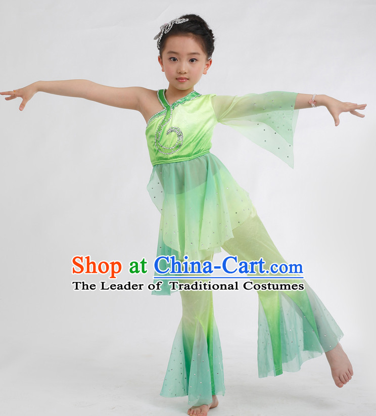 Chinese Competition Dance Costumes Kids Dance Costumes Folk Dances Ethnic Dance Fan Dance Dancing Dancewear for Children