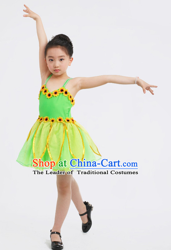 Chinese Competition Dance Costumes Kids Dance Costumes Folk Dances Ethnic Dance Fan Dance Dancing Dancewear for Children