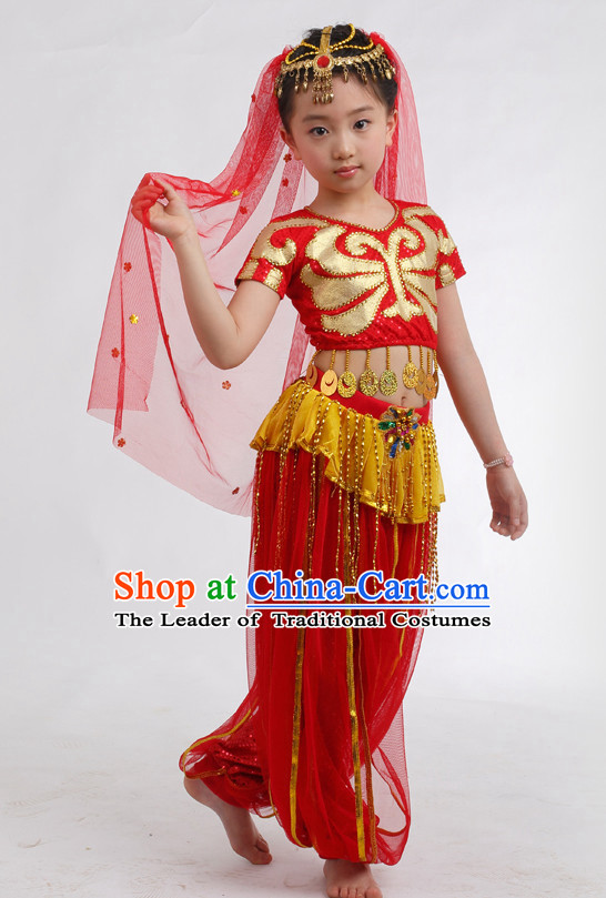 Chinese Competition Indian Dance Costumes Kids Dance Costumes Folk Dances Ethnic Dance Fan Dance Dancing Dancewear for Children