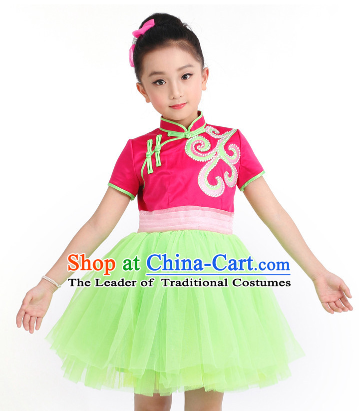 Chinese Competition Girls Dance Costumes Kids Dance Costumes Folk Dances Ethnic Dance Fan Dance Dancing Dancewear for Children