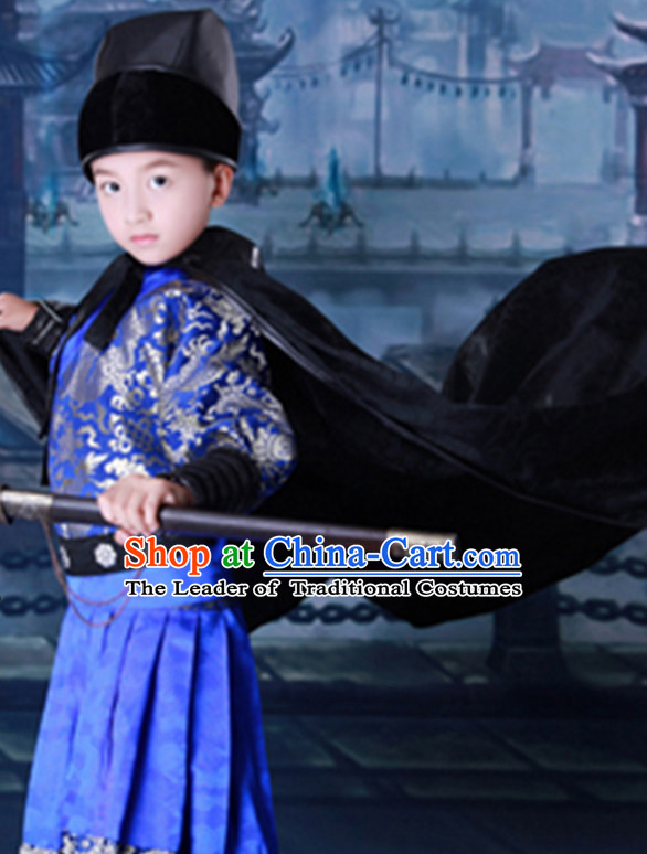 Ancient Chinese Emperor Clothing and Hat Complete Set for Children Kids