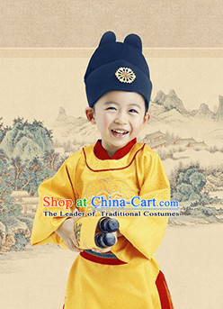 Ancient Chinese Emperor Clothing and Hat Complete Set for Children Kids