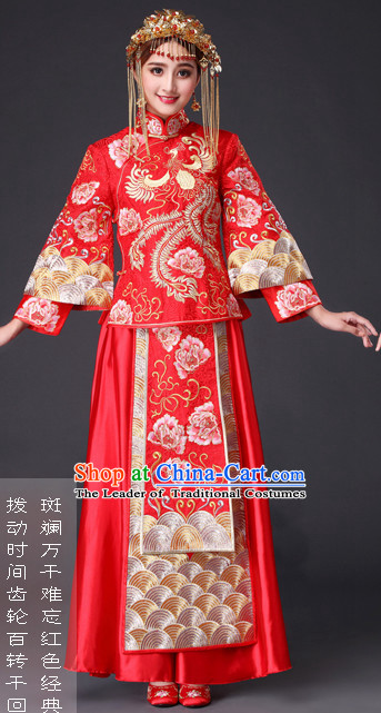 Traditional Chinese Red Wedding Dress for Brides