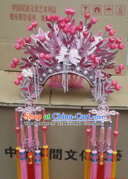 Chinese Headdress Opera Stage Performance Phoenix Crown Hat for Adults Kids Children Women Girls