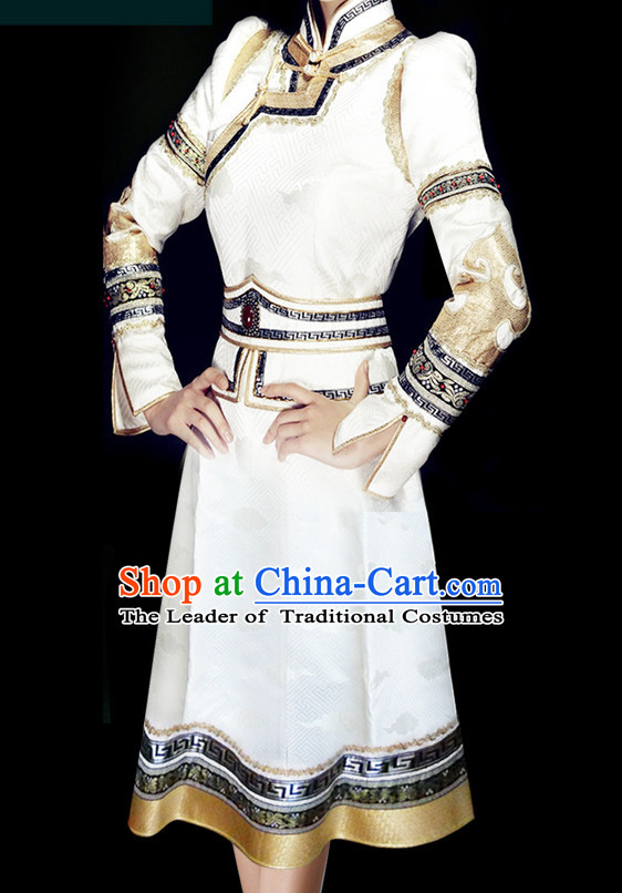 Mongolian People Yuan Dynasty Mongolians Dance Costumes Queen Princess Empress Clothing Clothes Garment Complete Set for Women Girls