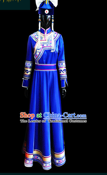 Mongolian People Yuan Dynasty Mongolians Dance Costumes Queen Princess Empress Clothing Clothes Garment Complete Set for Women Girls