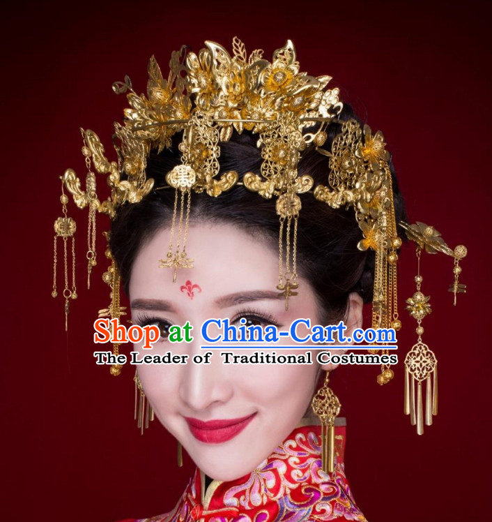 Classical Chinese Handmade Wedding Hair Accessories Fascinators Hair Sticks Hairpins Hair Bows Hair Pieces Bridal Hair Clips