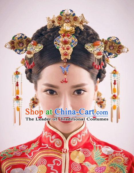 Handmade Classical Asian Chinese Wedding Hair Accessories Fascinators Hair Sticks Hairpins Hair Bows Hair Pieces Bridal Hair Clips