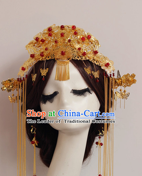 Handmade Asian Chinese Classical Wedding Hair Accessories Fascinators Hair Sticks Hairpins Hair Bows Hair Pieces Bridal Hair Clips Phoenix Crown Coronet