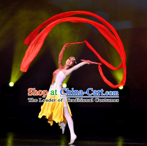 Traditional Red Silk Dance Ribbon Pair