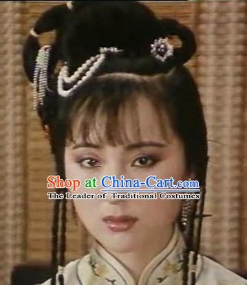 Dream of Red Chamber Lin Daiyu Black Long Wig for Women or Girls