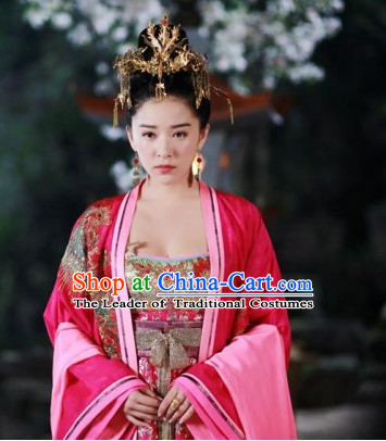 Ancient Chinese Imperial Beauties Princess BlackWigs and Hair Styling Accessories Gold Hair Clips