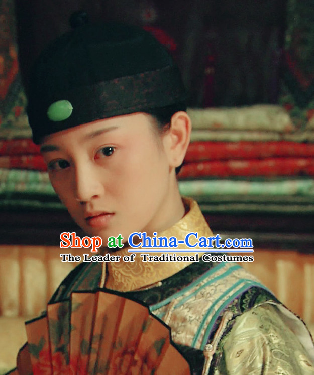 Ancient Chinese Male Black Hat Traditional Landlord or Nobleman Headwear for Men or Boys