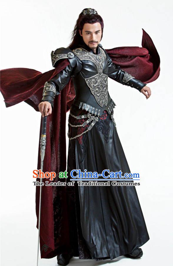 Ancient Chinese Style Superhero Armor Costumes Dress Authentic Clothes Culture Han Dresses Traditional National Dress Clothing and Headdress Complete Set