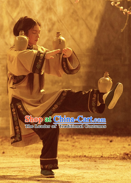 Ancient Chinese Style Kung Fu Master Costume Dress Authentic Clothes Culture Han Dresses Traditional National Dress Clothing Complete Set for Ladies