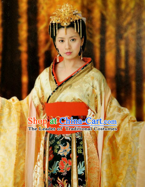 Ancient Chinese Style Princess Costumes Dress Authentic Clothes Culture Han Dresses Traditional National Dress Clothing and Headpieces Complete Set