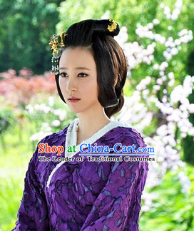 Ancient Chinese Style Palace Princess Black Long Wigs and Headdress