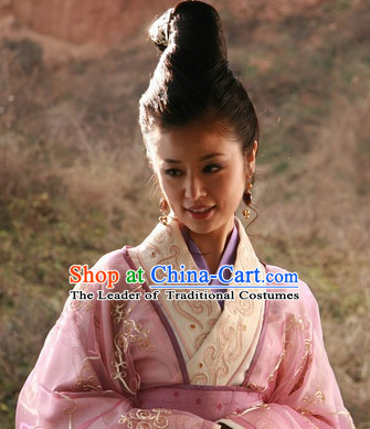 Ancient Chinese Style Lady Black Long Wigs and Headwear Set