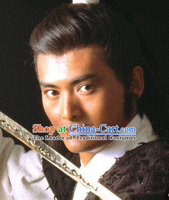 Traditional Ancient Chinese Style Black Full Wigs for Men