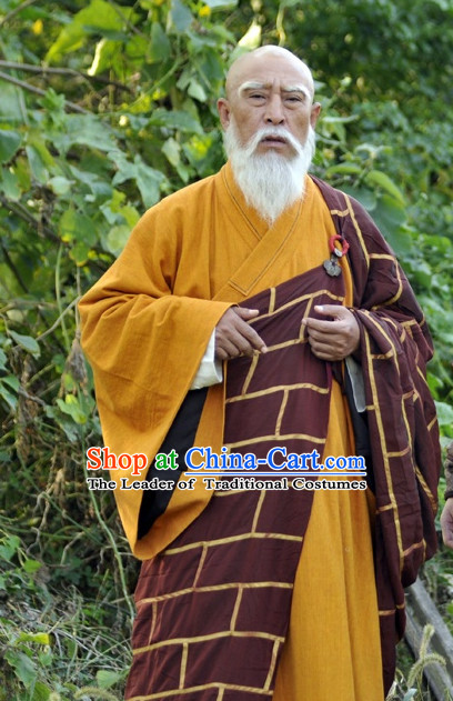 Traditional Chinese Ancient Monk Costumes Complete Set for Men