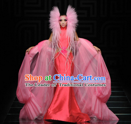 Asian Chinese Fashion Custom Tailored Custom Make Made to Order Chinese Style Fantasy Custom Made Professional Stage Performance Costumes and Hair Decoration Headwear Complete Set